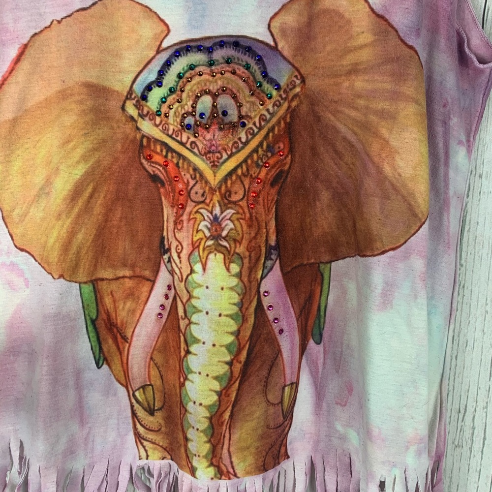 Elephant Swarovski crystal tye dye shirt